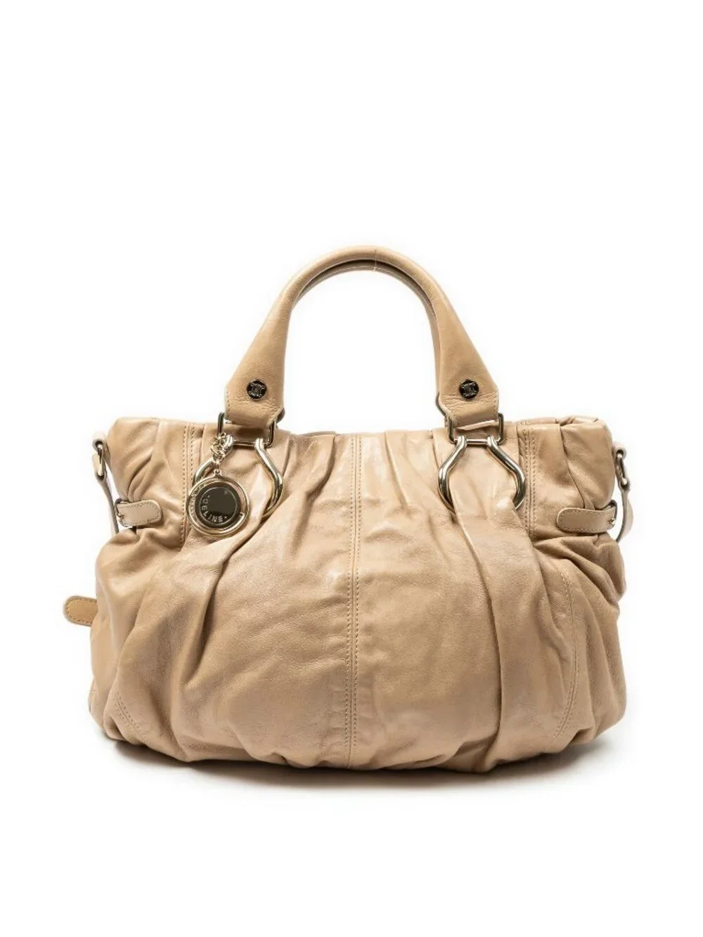 Celine Small Pop Tote Bag Beige Calfskin Leather